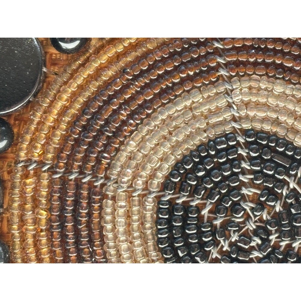 Kenyan Artisan‎ Jute Hand Bag Purse Tote Zippered Hand Made Natural Fiber Beaded - Picture 9 of 16
